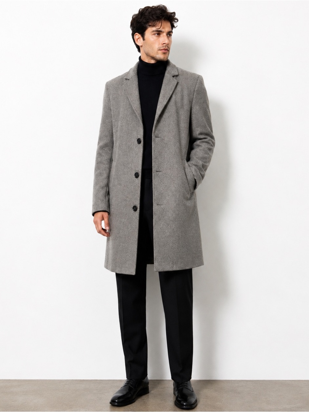 Forever 21 Men’s Gray Wool Blend Long Coat Overcoat Topcoat Fall Winter Small